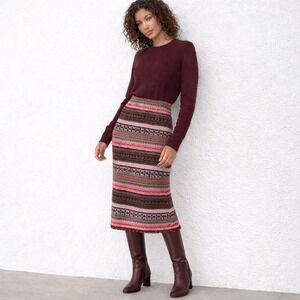 J.Crew Fair Isle‎ Jacquard Knit Midi Skirt XXS Cashmere Wool Mohair Y2K